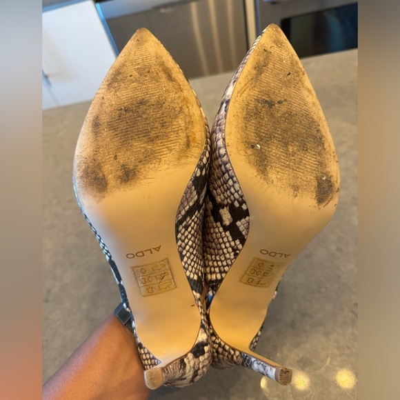Size 11 Aldo Leather Python Snake Print Stiletto open back shoes - Picture 4 of 4